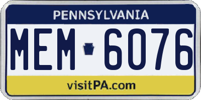 PA license plate MEM6076