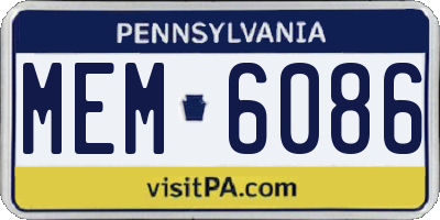 PA license plate MEM6086