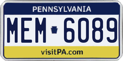 PA license plate MEM6089