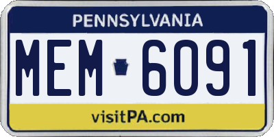 PA license plate MEM6091