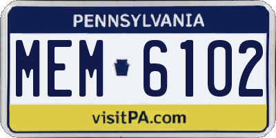 PA license plate MEM6102
