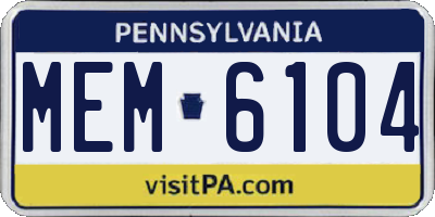 PA license plate MEM6104