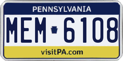PA license plate MEM6108