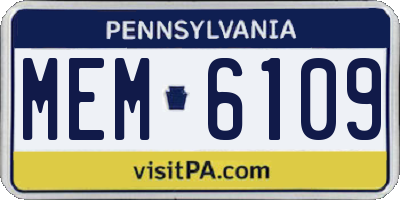 PA license plate MEM6109