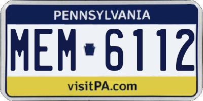 PA license plate MEM6112