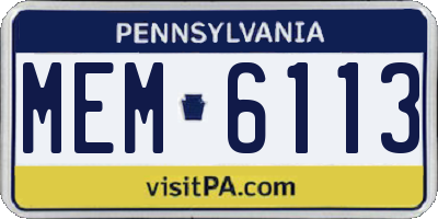 PA license plate MEM6113