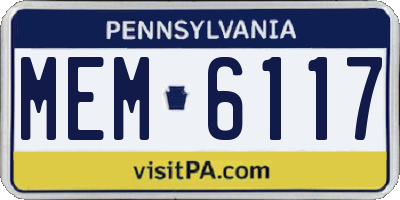 PA license plate MEM6117