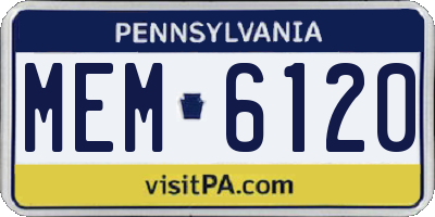 PA license plate MEM6120