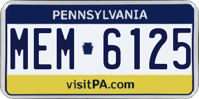 PA license plate MEM6125