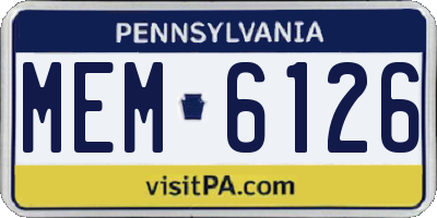 PA license plate MEM6126