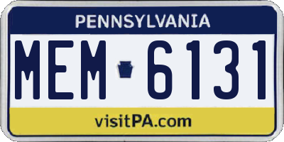PA license plate MEM6131