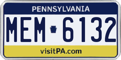PA license plate MEM6132