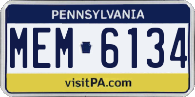PA license plate MEM6134