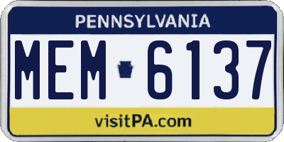 PA license plate MEM6137