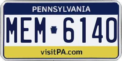 PA license plate MEM6140