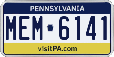 PA license plate MEM6141