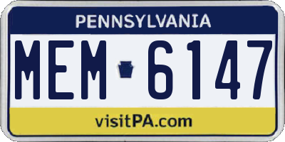 PA license plate MEM6147