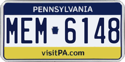 PA license plate MEM6148