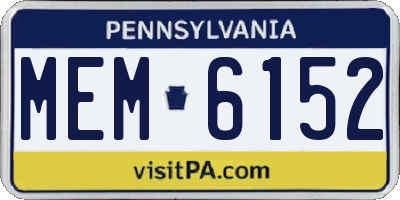 PA license plate MEM6152