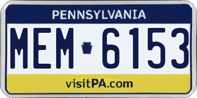 PA license plate MEM6153