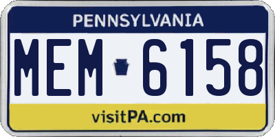 PA license plate MEM6158