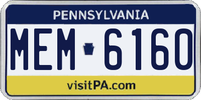 PA license plate MEM6160