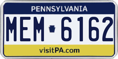 PA license plate MEM6162
