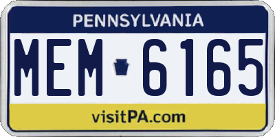 PA license plate MEM6165