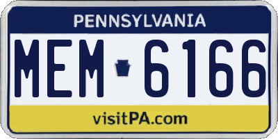 PA license plate MEM6166