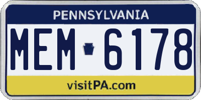 PA license plate MEM6178
