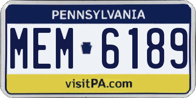 PA license plate MEM6189