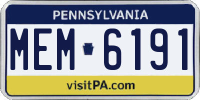 PA license plate MEM6191