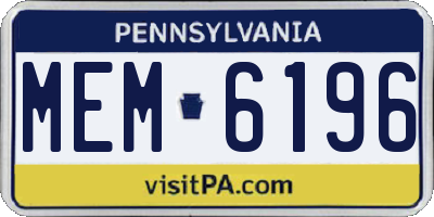 PA license plate MEM6196