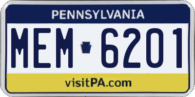 PA license plate MEM6201