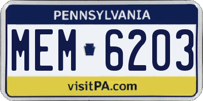 PA license plate MEM6203