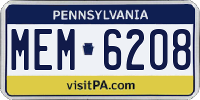 PA license plate MEM6208