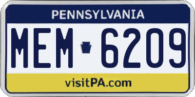 PA license plate MEM6209