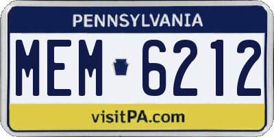 PA license plate MEM6212