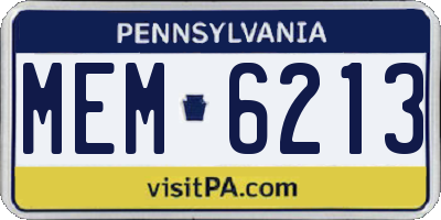 PA license plate MEM6213