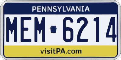 PA license plate MEM6214