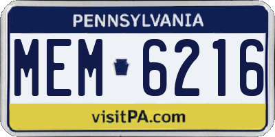 PA license plate MEM6216