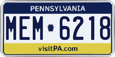 PA license plate MEM6218