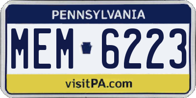 PA license plate MEM6223