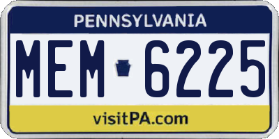 PA license plate MEM6225