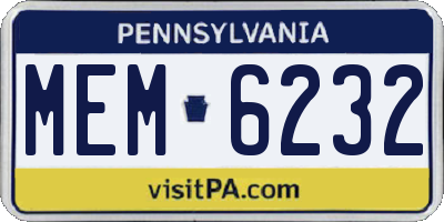 PA license plate MEM6232