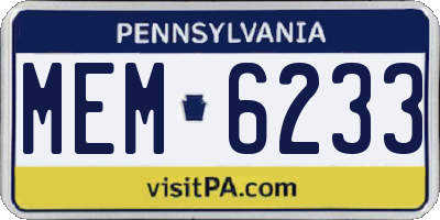PA license plate MEM6233
