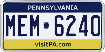 PA license plate MEM6240