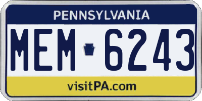 PA license plate MEM6243
