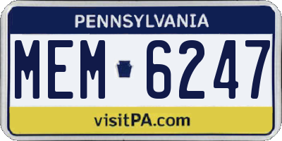 PA license plate MEM6247