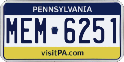 PA license plate MEM6251